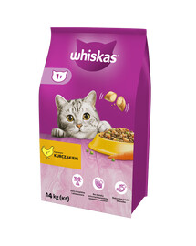 WHISKAS Adult 14kg kompletní suché krmivo pro dospělé kočky s vynikajícím kuřecím masem + kočičí domeček ZDARMA