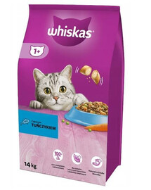 WHISKAS Adult 14kg suché krmivo pro kočky s tuňákem a zeleninou + domek ZDARMA