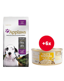 APPLAWS Puppy Large Breed Chicken 3x2 kg + Taste Toppers Kuřecí prsa ve vývaru  6x156g ZDARMA