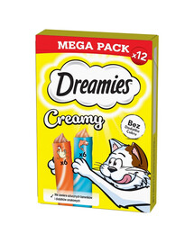 DREAMIES Creamy MEGA PACK Doplňkové krmivo s kuřecím masem a lososem 12x10 g