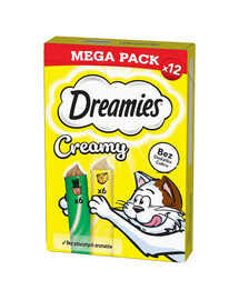 DREAMIES Creamy MEGA PACK doplňkové krmivo se sýrem a šantou kočičí 12x10 g