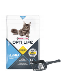 VERSELE-LAGA Opti Life Cat Sterlised/Light Chicken 2.5 kg pro sterilizované kočky + lopatka na odpadky ZDARMA