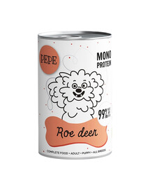 PAKA ZWIERZAKA PEPE Roe Deer 99% (srnčí zvěř) 400 g monoproteinového krmiva