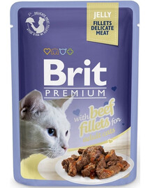 BRIT Premium Cat Delicate fillets in jelly s hovězím masem pro kočky 24x85g