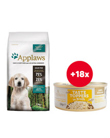 APPLAWS Dog Puppy Small Medium Breed Chicken 7,5 kg + Taste Toppers Kuřecí prsa ve vývaru 18x156 g ZDARMA