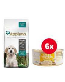 APPLAWS Puppy Small Medium Chicken Small Breed 3x2 kg + Kuřecí prsa ve vývaru 6x156 g ZDARMA