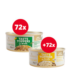 APPLAWS Taste Toppers Kuřecí prsa, dýně a hrášek ve vývaru 72x156 g + Taste Toppers Kuřecí prsa ve vývaru 72x156 g ZDARMA