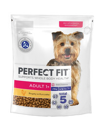 Perfect Fit Adult 1+ XS/S granule pro dospělé psy malých plemen s vysokým obsahem kuřecího masa 825 g