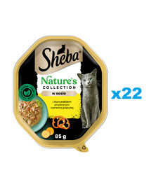 SHEBA Nature’s Collection vanička 22x85 g kompletní krmivo pro dospělé kočky kousky s kuřecím masem v omáčce