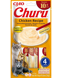 INABA Churu Cat Senior Chicken 4x14g krémová pochoutka pro starší kočky s kuřecí příchutí
