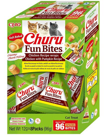 INABA Cat Fun Bites Chicken with Pumpkin 8x12g kuřecí a dýňové wrapy pro kočky