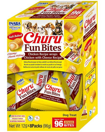 INABA Dog Churu Fun Bites Chicken with Cheese 8x12g kuřecí a sýrové wrapy pro psy