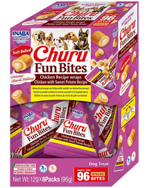 INABA Dog Churu Fun Bites Chicken with Sweet Potato 8x12g Kuřecí a sladké bramborové psí wrapy