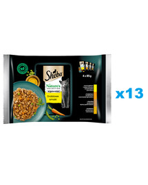 SHEBA Nature’s Collection Drůbeží příchutěi 52x85 g 52x85 g kompletní krmivo pro dospělé kočky v kouscích želé s: kuřecím masem, krůtou, kachnou