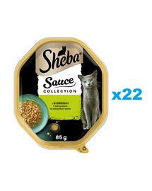 SHEBA Sauce Collection 22x85 g kompletní krmivo pro dospělé kočky, kousky s králíkem a zeleninou v omáčce
