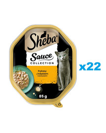 SHEBA Sauce Collection 22x85 g kompletní krmivo pro dospělé kočky pochoutky s krůtím masem a zeleninou v omáčce