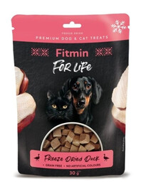 FITMIN For Life Freeze dried duck 30 g Lyofilizovaná kachní pamlsek pro psy a kočky