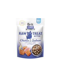 BRIT Care Raw Treat Freeze Dried Kitten 40 g Mrazem sušená pochoutka Kuře a losos s probiotiky pro koťata