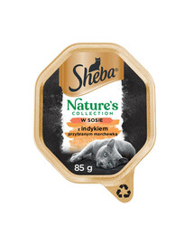 SHEBA Nature’s Collection paštika 22x85 g kompletní krmivo pro dospělé kočky, kousky s krůtím masem, zdobené mrkví v omáčce