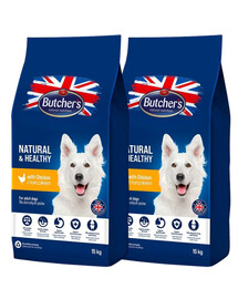 BUTCHER'S Natural&Healthy krmivo pro psy s kuřecím masem 30 kg (2 x 15 kg)