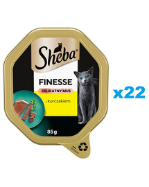 SHEBA Finesse 22×85g Kompletní krmivo pro dospělé kočky s kuřecím masem v pěně