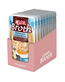 INABA CIAO Broth Kuře a hřebenatky vývar 12x40g