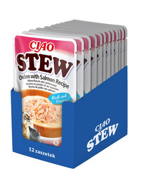 INABA CIAO Dušené kuře a losos 12x40g