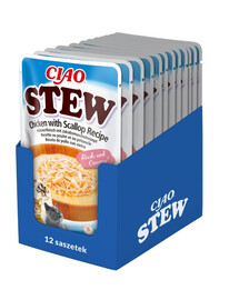 INABA CIAO Stew Dušené kuře a hřebenatky 12x40g