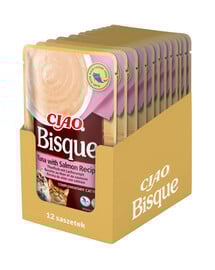 INABA CIAO Bisque Krémová polévka s tuňákem a lososem pro kočky 12x40g