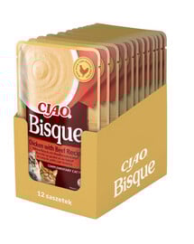 INABA CIAO Bisque Krémová polévka s kuřecím masem a hovězím masem 12x40g