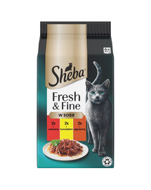 SHEBA Fresh & Fine kapsičky 6x50 g mokré krmivo pro kočky v omáčce s hovězím, kuřecím a jehněčím masem