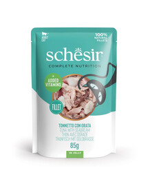 SCHESIR Jelly Adult Tuňák a Pražma v želé pro kočky 85 g
