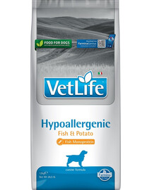 FARMINA Vet Life Hypoallergenic Fish & Potato krmivo pro psy s alergiemi 12 kg