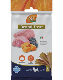FARMINA N&D Pumpkin Dental Treat Lamb Blueberry Mini 60 g (7 ks) zubní pamlsky pro psy malých plemen