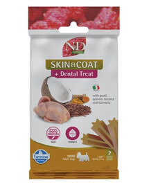 FARMINA N&D Quinoa Dental Treat Skin Coat Quail Mini 60 g (7 ks) zubní pamlsky pro psy malých plemen
