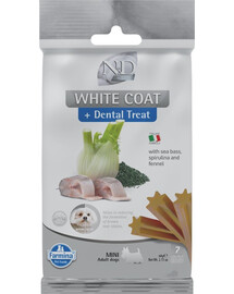 FARMINA N&D White Dental Treat Coat Sea bass Mini 60 g (7 ks) zubní pamlsky pro psy malých plemen