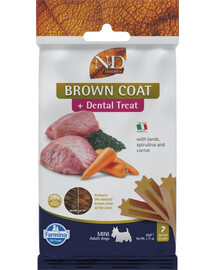FARMINA N&D Brown Dental Treat Coat Lamb Mini 60 g (7 ks) zubní pamlsky pro psy malých plemen