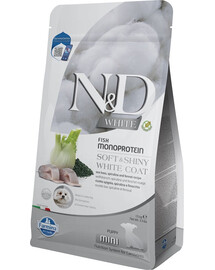 FARMINA N&D White Dog Puppy Mini Sea Bass, Spirulina, Fennel 1,5 kg