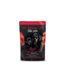 FITMIN For Life Adult and Puppies Beef 85 g Hovězí filety v omáčce pro štěňata a dospělé psy