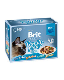 BRIT Premium by Nature Cat Delicate Fillets in Gravy Family Plate 12x85g mokré krmivo v omáčce pro dospělé kočky