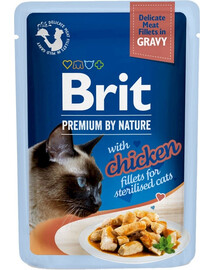 BRIT Premium By Nature Fillets in Gravy for Sterilized cats s kuřecím masem 24x85g