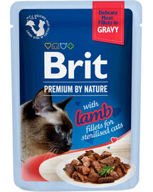 BRIT Premium By Nature Fillets in Gravy for Sterilized kočky s jehněčím 24x85g