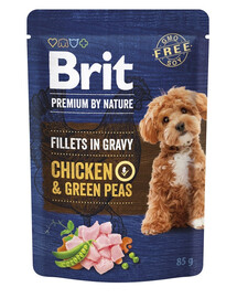 BRIT Premium By Nature Dog Fillets in Gravy s kuřecím masem a zeleným hráškem 24x85g