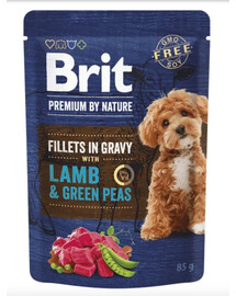 BRIT Premium By Nature Dog Fillets in Gravy s jehněčím masem a zeleným hráškem 24x85g