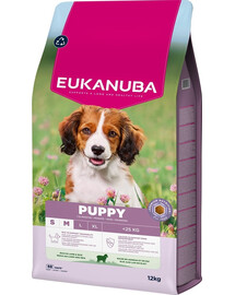 EUKANUBA Puppy Small Medium Breeds Lamb Rice 12 kg suché krmivo pro štěňata malých a středních plemen, bohaté na jehněčí maso a rýži