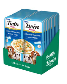 INABA Dog Twin kuřecí, zelenina a sýr ve vývaru pro psy 24x40 g