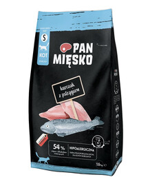 PAN MIĘSKO Kuře s pstruhem pro kočky, křupavé, S 1,6 kg