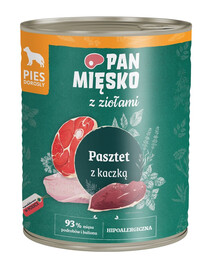 PAN MIĘSKO Kachní paštika s bylinkami pro psy 800 g