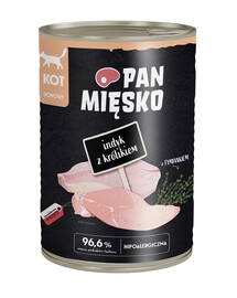 PAN MIĘSKO Mokré krmivo pro kočky s krůtou a králíkem 400 g