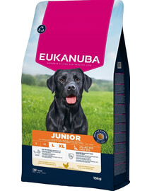 EUKANUBA Junior Large Breeds Chicken 15 kg suché krmivo pro mladé psy velkých plemen, bohaté na čerstvé kuřecí maso